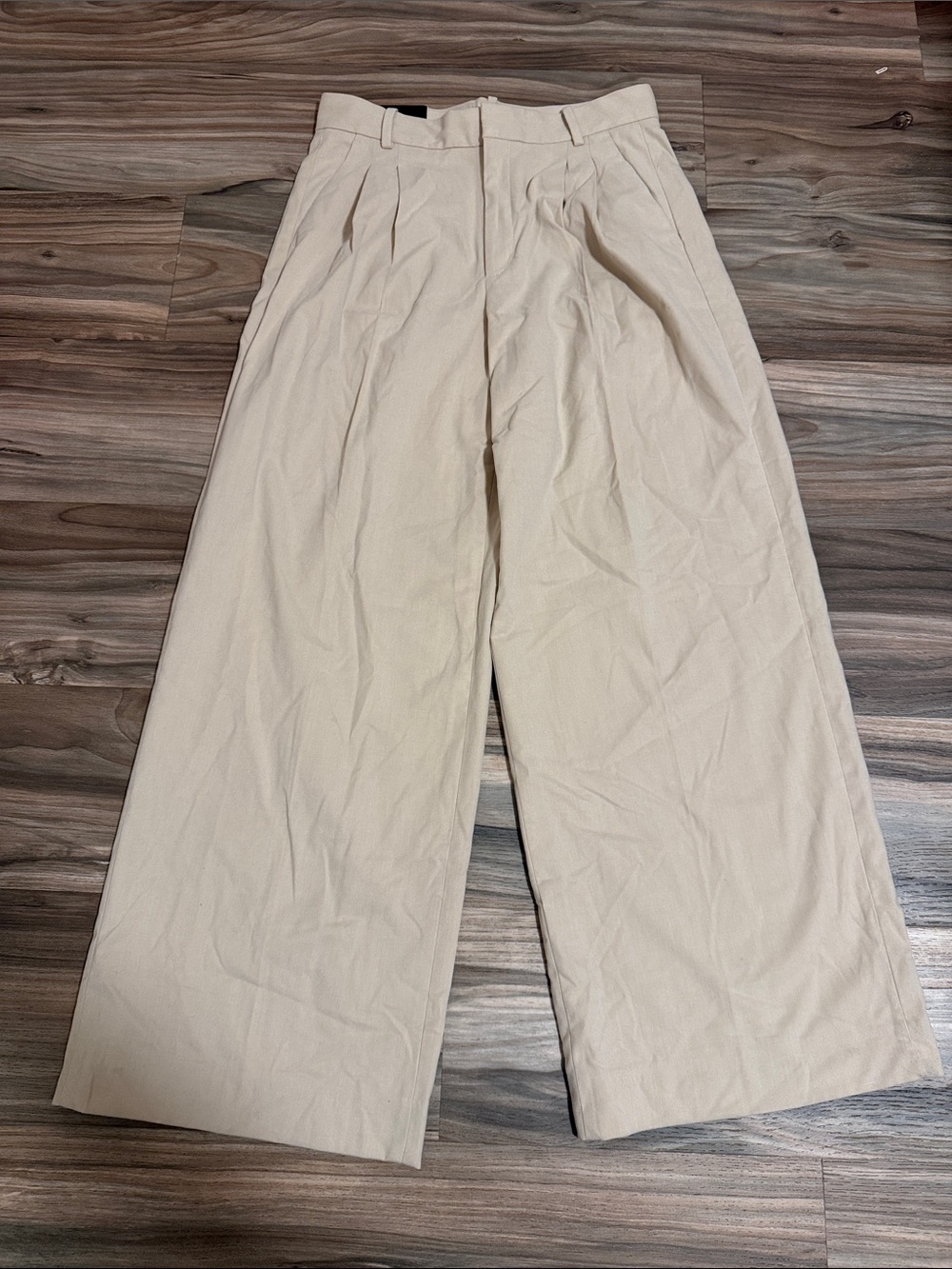 Banana Republic Womens Sz. 8 Beige Pleated Wide Leg Brushed Polyester Blend NWT